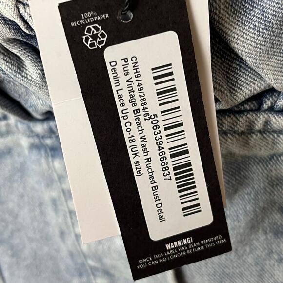 Pretty Little Thing Vintage Bleach Wash Ruched Bust Detail Lace Up Corset 14 - Picture 6 of 13